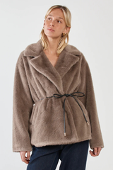 Sass Vivi Fur Jacket - Dark Olive Green