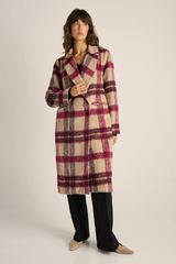 Fate & Becker Harlow Check Longline Coat - Pink Check