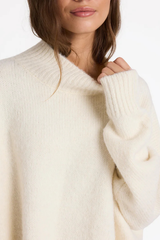 Roxy In The Clouds O/S Knit Sweater - BONE