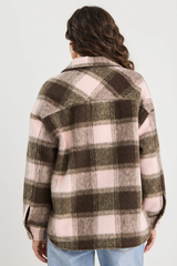 Stories Be Told  Solace Check Oversized Jacket - Chocolate Pink Check