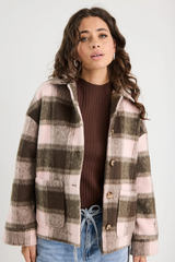 Stories Be Told  Solace Check Oversized Jacket - Chocolate Pink Check