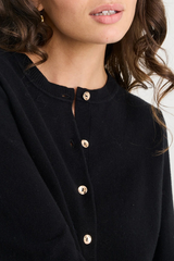 Among The Brave Replica Cotton Cashmere Crewneck Cardigan - Black