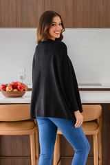 Chelsea Knit Buttoned O/S Jumper - Black