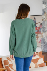 Angel Knit O/S V Jumper - Sage