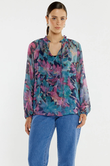 Sass Willow Tie Front Blouse - Orchid