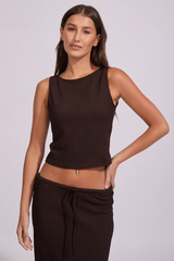 Rhythm High Neck Tank - CHOCOLATE