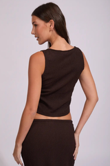 Rhythm High Neck Tank - CHOCOLATE