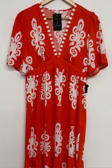 Pre-Loved Y Coo (Paris) Bright Orange Maxi Dress L