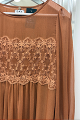 Pre Loved Day Rust Lace LS Top S
