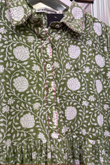 Pre Loved Art In My Wardrobe Green Cotton LS Dress XL