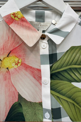 Pre Loved Ted Baker White Pink Flower LS Shirt 6/8
