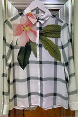 Pre Loved Ted Baker White Pink Flower LS Shirt 6/8