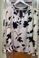 Pre Loved Liz Jordan White/Black Leaf LS Shirt 16