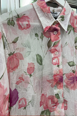Pre Loved Sycamore Pink/Green Floral 3/4 Sleeve Top 18