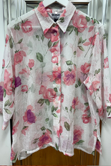 Pre Loved Sycamore Pink/Green Floral 3/4 Sleeve Top 18