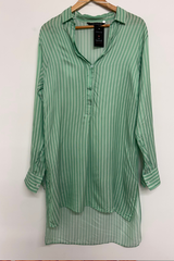 Pre Loved Zara Green/White Striped LS Long Dress XS