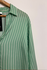 Pre Loved Zara Green/White Striped LS Long Dress XS