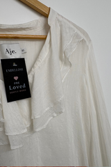 Pre-Loved Aje White Frilled LS Top 10