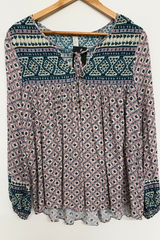 Pre Loved Tiger Lily Pink/Teal LS Top 10