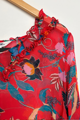 Pre-Loved Loobies Story Blue/Red Floral Top