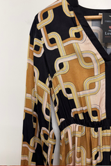 Pre Loved Richard Allen Black/Rust Retro Dress 8