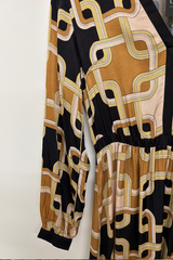 Pre Loved Richard Allen Black/Rust Retro Dress 8