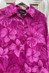 Pre-Loved Jean De Courcy Bright Pink Floral LS Top 20