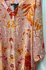 Pre Loved Mocca & Vanilla Orange Tropical LS Top O/S
