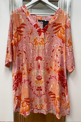 Pre Loved Mocca & Vanilla Orange Tropical LS Top O/S
