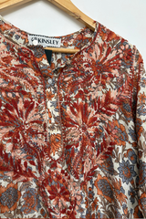 Pre-Loved Kingsley Silky Cream/Rust Floral Kaftan M/L