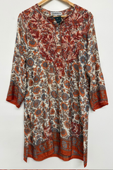Pre-Loved Kingsley Silky Cream/Rust Floral Kaftan M/L