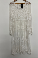 Pre-Loved Sheer Lace LS Dress S/M