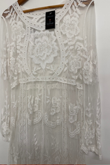 Pre-Loved Sheer Lace LS Dress S/M