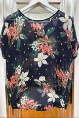 Pre-Loved Navy SS Floral Top S