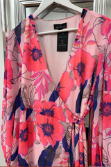 Pre Loved Augustine Fluro Blue/Pink Wrap Dress L