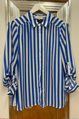 Pre-Loved Oliver Black Blue/White Striped LS Shirt 12