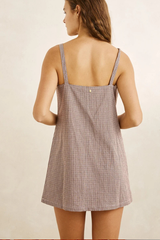 Rhythm London Check Slip Dress - CHOCOLATE