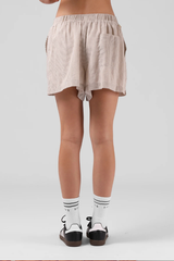 RPM Tilly Stripe Shorts - OLIVE/WHITE