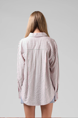 RPM Oversized Stripe L/S Shirt - PINK/GREEN