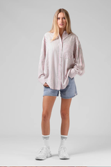 RPM Oversized Stripe L/S Shirt - PINK/GREEN
