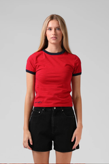RPM Stripe Ringer Tee - NAVY/RED