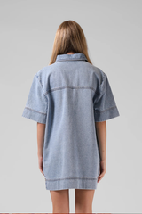 RPM Denim Mini Dress -DENIM BLUE