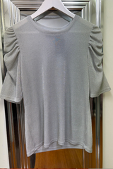 Pre-Loved Decjuba Grey Sparkly SS Top M