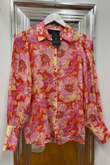 Pre-Loved Decjuba Orange/Pink Floral LS Shirt 8
