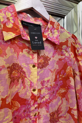 Pre-Loved Decjuba Orange/Pink Floral LS Shirt 8