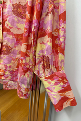 Pre-Loved Decjuba Orange/Pink Floral LS Shirt 8