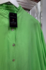 Eb & Ive Lime Frilled Neck SS Shirt OS