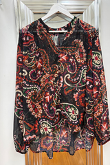 Pre-Loved Gloss Black/Rust Floral LS Shirt 16