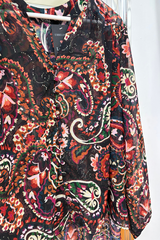 Pre-Loved Gloss Black/Rust Floral LS Shirt 16