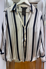 Pre-Loved Zara Cream/Black Striped LS Shirt M